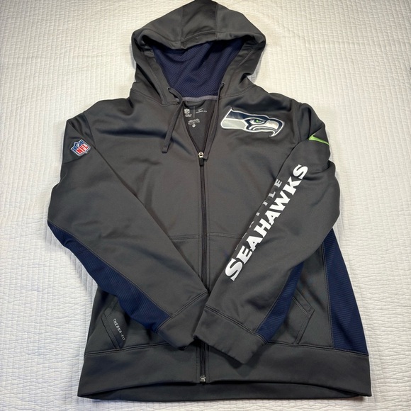 Nike Therma Fit Seattle Seahawks Gray Hoodie NFL Medium - Picture 1 of 8
